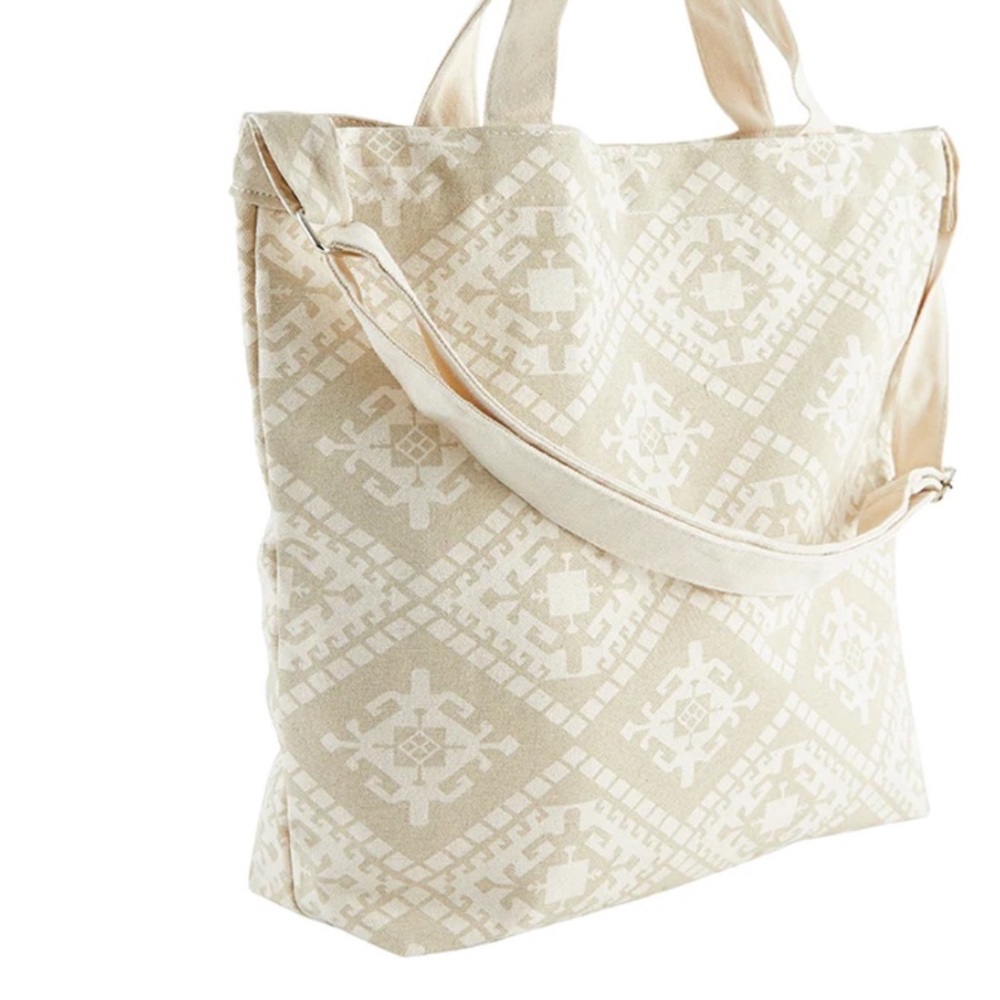 SUMMER ROSE BEIGE CANVAS TOTE BAG